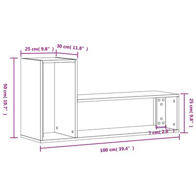 vidaXL telerikapid 2 tk, pruun tamm, 100 x 30 x 50 cm, tehispuit