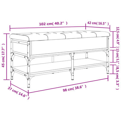 vidaXL jalatsipink, suitsutatud tamm, 102 x 42 x 45 cm, tehispuit