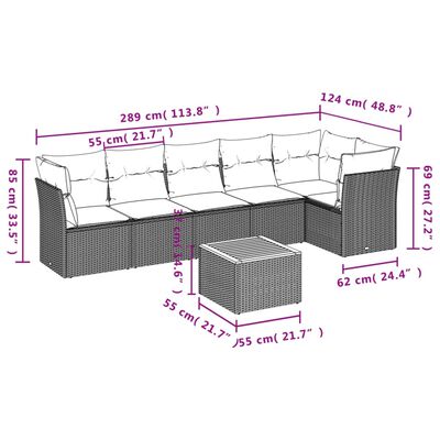 vidaXL 7-osaline aiadiivani komplekt patjadega, beež, polürotang