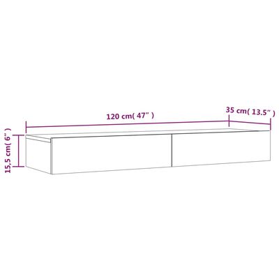 vidaXL telerialus LED-tuledega, betoonhall, 120x35x15,5 cm