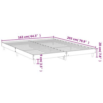 vidaXL voodiraam, hall Sonoma tamm, 160 x 200 cm, tehispuit