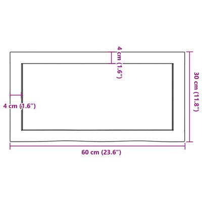 vidaXL vannitoa tasapind, 60 x 30 x (2-6) cm, töötlemata täispuit