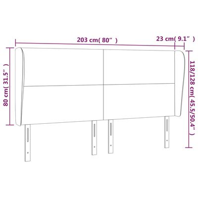 vidaXL voodipeats servadega, must, 203x23x118/128 cm, samet