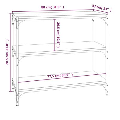 vidaXL raamatukapp, hall Sonoma, 80 x 33 x 70,5 cm, tehispuit ja teras