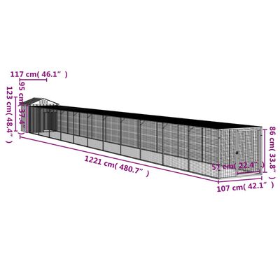 vidaXL kanapuur aedikuga, helehall, 117x1221x123 cm, tsingitud teras