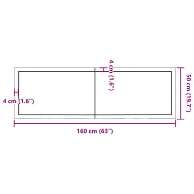 vidaXL vannitoa tasapind, tumepruun, 160x50x(2-4)cm töödeldud täispuit