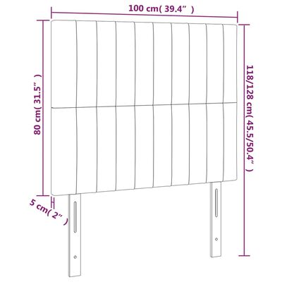 vidaXL LED-voodipeats, pruunikashall, 100x5x118/128 cm, kangas