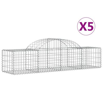 vidaXL kaarekujulised gabioonkorvid 5 tk, 200x50x40/60 cm, raud