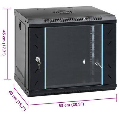 vidaXL 9U seinale paigaldatav serverikapp 19" IP20, 53 x 40 x 45 cm