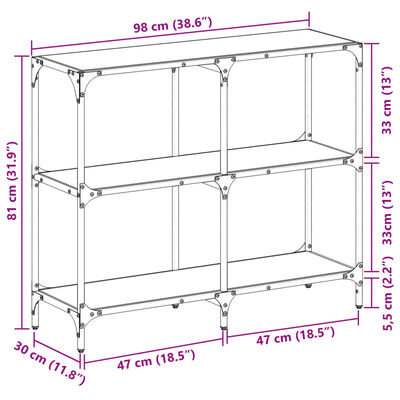 vidaXL kohvilaud, must klaasplaat, 98x30x81 cm, teras