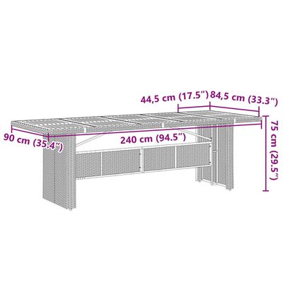 vidaXL 9-osaline aia bistrookomplekt patjadega, hall, polürotang