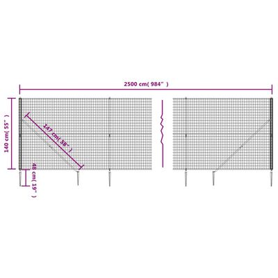 vidaXL traataed vaiadega, antratsiithall, 1,4 x 25 m