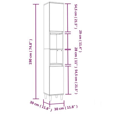 vidaXL 3-osaline vannitoa mööblikomplekt, suitsutatud tamm, tehispuit