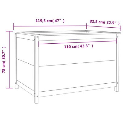 vidaXL kõrgendatud aia taimelava, hall, 119,5x82,5x78 cm, männipuit