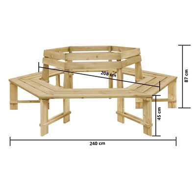 vidaXL aiapink, 240 cm, immutatud männipuit