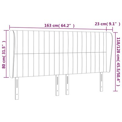 vidaXL voodipeats servadega, helehall, 163x23x118/128 cm, kangas