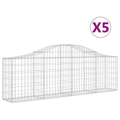 vidaXL kaarekujulised gabioonkorvid 5 tk, 200x30x60/80 cm, raud