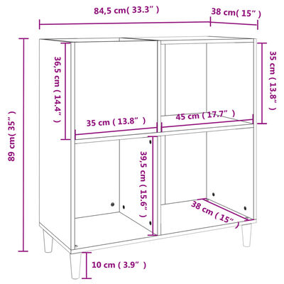 vidaXL plaadikapp, hall Sonoma tamm, 84,5 x 38 x 89 cm, tehispuit