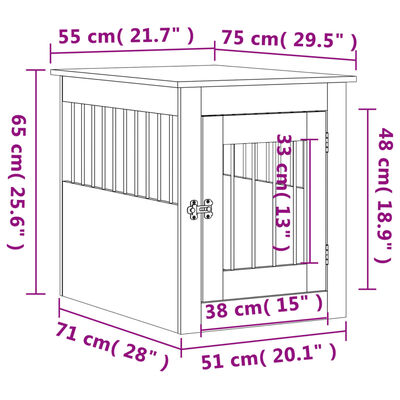 vidaXL koerapuur, hall Sonoma tamm, 55x75x65 cm, tehispuit