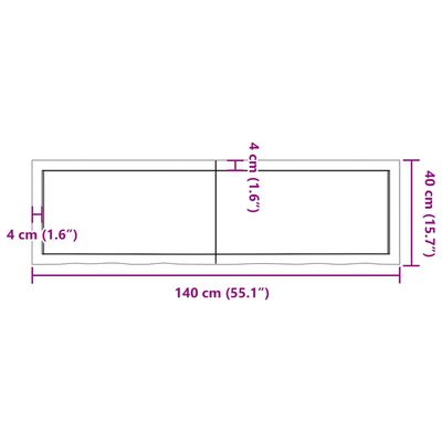 vidaXL vannitoa tasapind, tumepruun, 140x40x(2-4)cm töödeldud täispuit