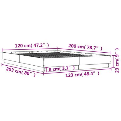 vidaXL voodiraam LED-tuledega, Sonoma tamm, 120 x 200 cm