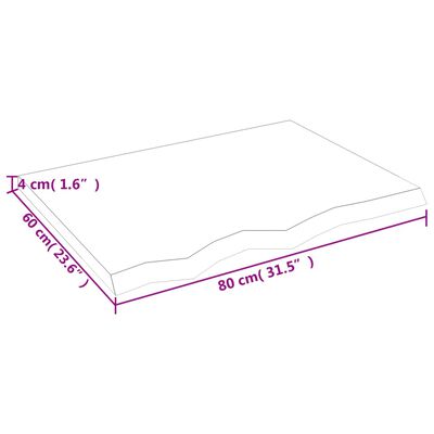 vidaXL seinariiul, 80 x 60 x (2-4) cm, töötlemata tammepuit