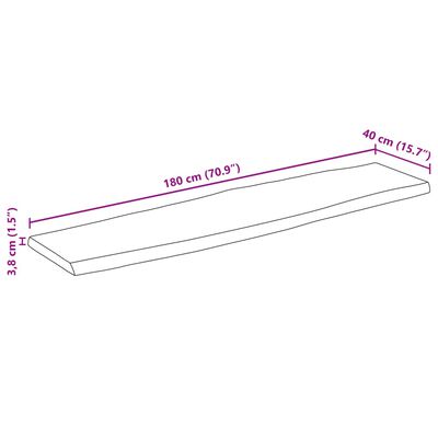 vidaXL lauaplaat, 180 x 40 x 3,8 cm, naturaalsete servadega, mangopuit