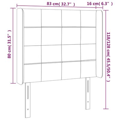 vidaXL LED-voodipeats, tumeroheline, 83x16x118/128 cm, samet