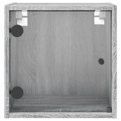 vidaXL klaasuksega öökapid 2 tk, hall Sonoma tamm, 35 x 37 x 35 cm