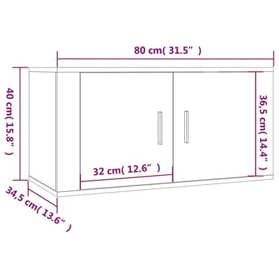 vidaXL seina telerikapid 2 tk, betoonhall, 80x34,5x40 cm