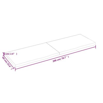 vidaXL lauaplaat, helepruun, 200x60x(2-6) cm, töödeldud tammepuit