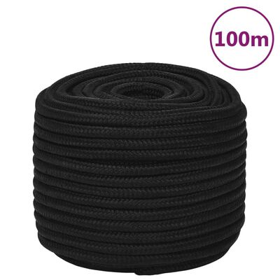 vidaXL töököis, must, 12 mm, 100 m, polüester