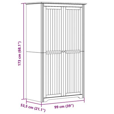 vidaXL riidekapp BODO, valge, 99x53,5x173 cm, männipuit