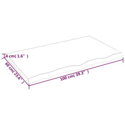 vidaXL lauaplaat, tumepruun, 100 x 60 x (2-4) cm, töödeldud tammepuit