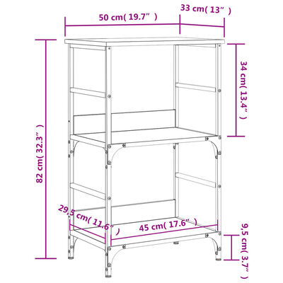 vidaXL raamaturiiul, suitsutatud tamm, 50 x 33 x 82 cm, tehispuit