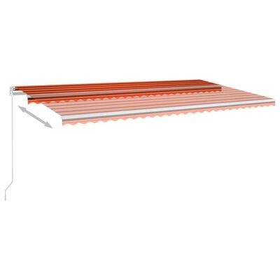 vidaXL käsitsi sissetõmmatav varikatus LED, 600x350 cm, oranž ja pruun