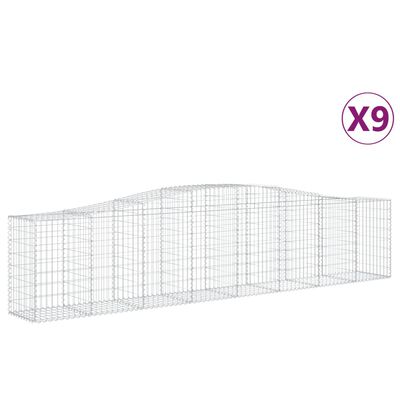 vidaXL kaarekujulised gabioonkorvid 9 tk, 400x50x80/100 cm, raud