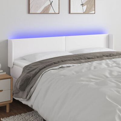 vidaXL LED-voodipeats, valge, 203x16x78/88 cm, kunstnahk