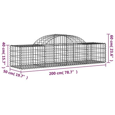 vidaXL kaarekujulised gabioonkorvid 5 tk, 200x50x40/60 cm, raud