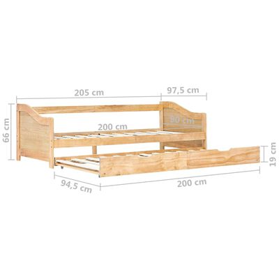 vidaXL lahtikäiv diivanvoodiraam männipuidust 90 x 200 cm