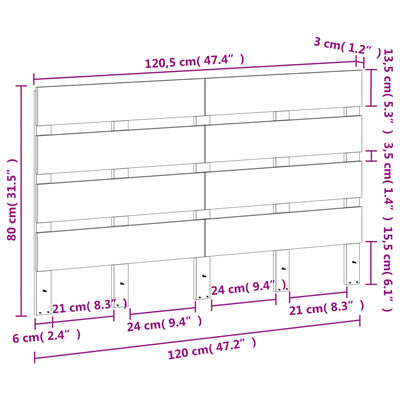 vidaXL voodipeats, vahapruun, 120 cm, männipuit