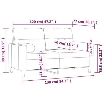 vidaXL 2-kohaline diivan patjadega, pruunikashall, 120 cm, kangas