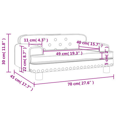 vidaXL lastediivan, sinine, 70 x 45 x 30 cm, samet