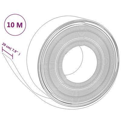 vidaXL aiapiirded 4 tk, must, 10 m, 20 cm, polüetüleen