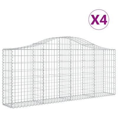 vidaXL kaarekujulised gabioonkorvid 4 tk, 200x30x80/100 cm, raud