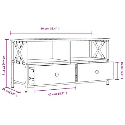 vidaXL telerikapp, must, 90 x 33 x 45 cm, tehispuit ja raud