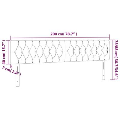 vidaXL voodipeatsid 2 tk, tumehall, 100x7x78/88 cm, samet