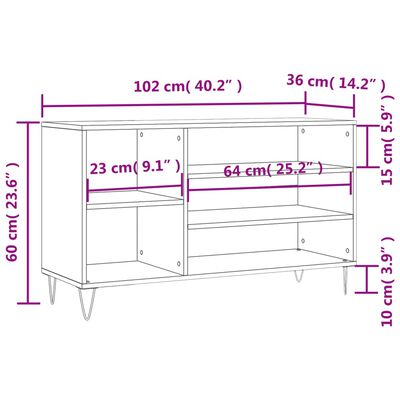 vidaXL jalatsikapp, valge, 102 x 36 x 60 cm, tehispuit