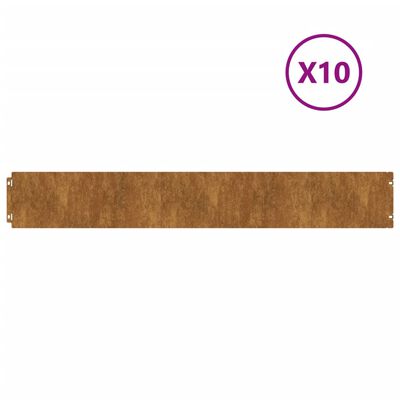 vidaXL murupiirded 10 tk, 15x103 cm, painduv Corten teras