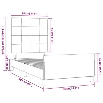 vidaXL voodiraam peatsiga, roosa, 80x200 cm, samet